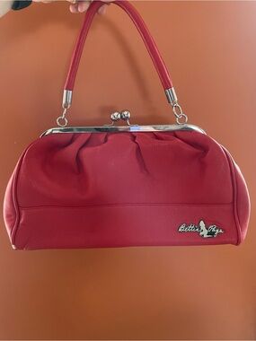 Bettie Page Red Frame-Top Kiss-Lock Handbag